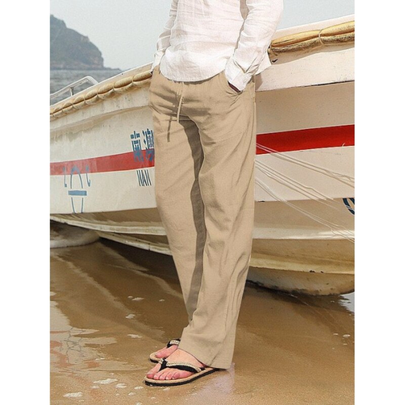 2023 New Men's Loose Sweatpants Casual Linen Cotton Yoga Pants Summer Men's Jogging Beach Pants